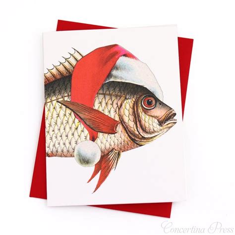 Merry Fishmas Holiday Card Set Of 8 Card With A Fish In A