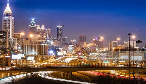 Downtown Atlanta Skyline At Night High Res Stock Photo Getty Images