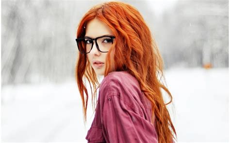 Wallpaper Face Redhead Model Long Hair Sunglasses Glasses Curly