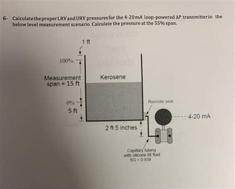 Solved 6 Calculate The Proper LRV And URV Pressures For The Chegg