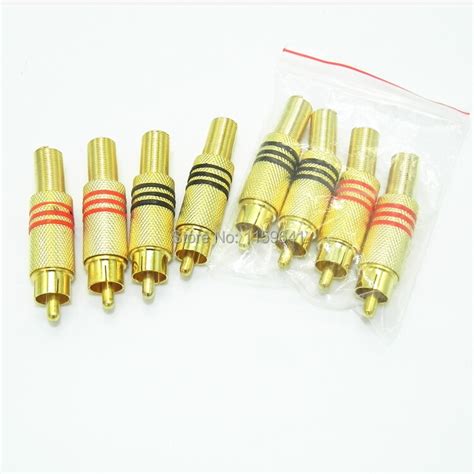 Unidades De Conector Rca De Audio Dorado Enchufe Macho Chapado En