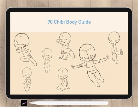 90 Chibi Figures Pose Procreate Chibi Stamp Body Guide Brush Etsy