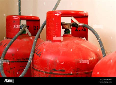 Liquid Petroleum Gas Lpg Cylinders Stored In A Chamber Stock Photo