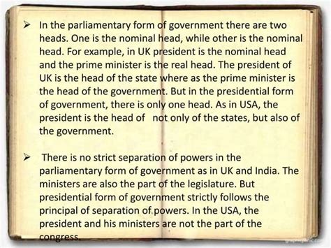 Comparision on PARLIAMENTARY and PRESIDENTIAL form of government with ...