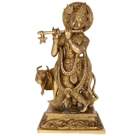 Buy Kapasi Handicrafts Emporium VZX379 Big Lord Krishna With Cow Statue