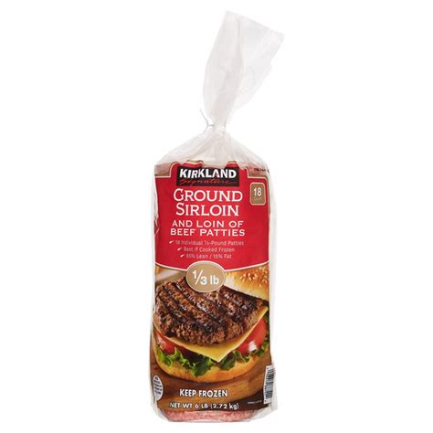 Kirkland Signature 1 3 Lb Sirloin Beef Patties 18 Ct 0 33 Lb Delivery Or Pickup Near Me