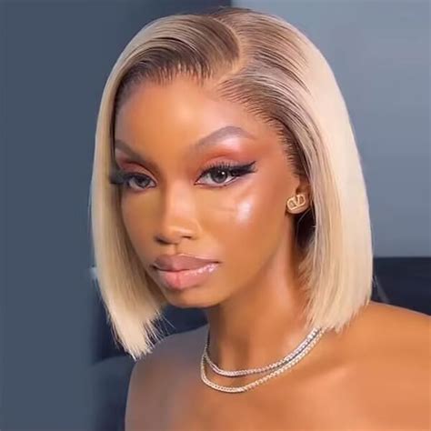 Sterly T Ombre Colored Bob Wig X HD Lace Straight Human Hair Wigs Blonde Bob Wig