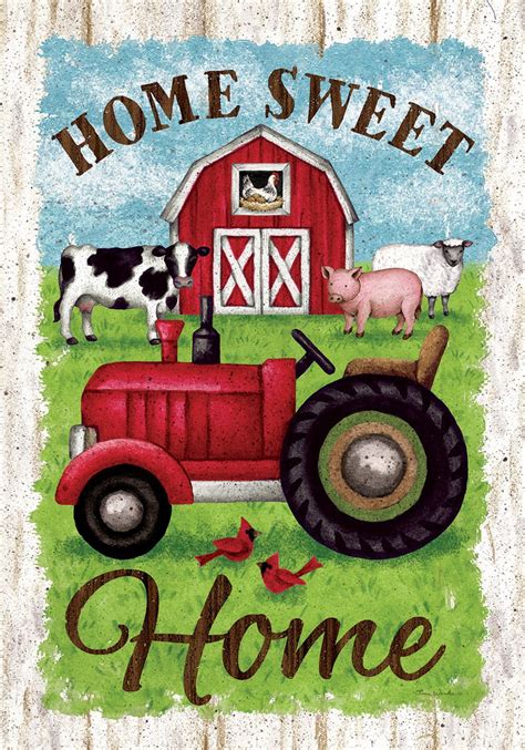 Farmhouse Flag, Farm Animal Flag, Home Sweet Home Flag, Garden Flag,