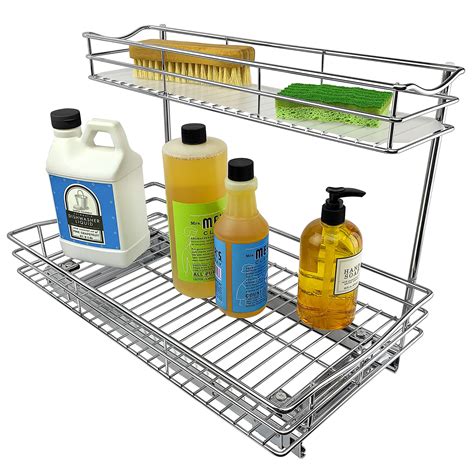 Buy LYNK PROFESSIONAL® Slide Out Under Sink Cabinet Organizer - Pull Out Two Tier Sliding Shelf ...