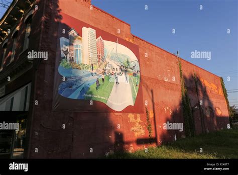 Mural On A Brick Wall In West End Historic District On Main Street In