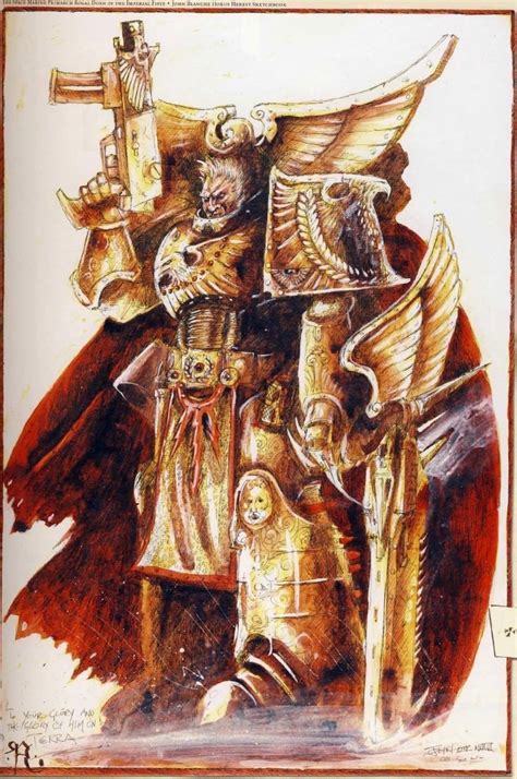 An Ancient Illustration Of Rogal Dorn Primarch Of The Imperial Fists