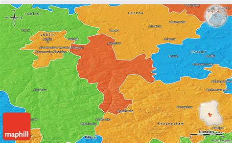 Political 3D Map of Swidnik