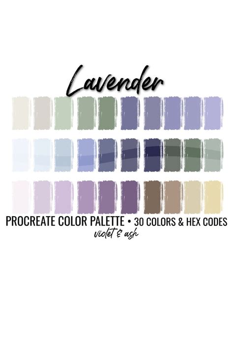 Lavender Procreate Palette Color Chart Farmhouse Procreate Etsy