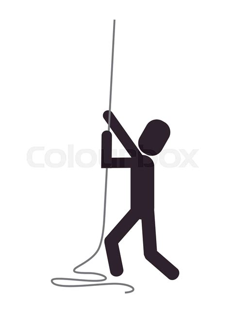 Person Climbing Rope Icon Stock Vector Colourbox