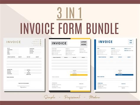 Invoice Template Word Invoice Template Bundle Editable - Etsy