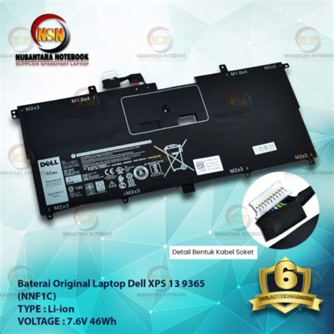 Jual Baterai Original Laptop Dell XPS 13 9365 NNF1C HMPFH 7 6V 46Wh