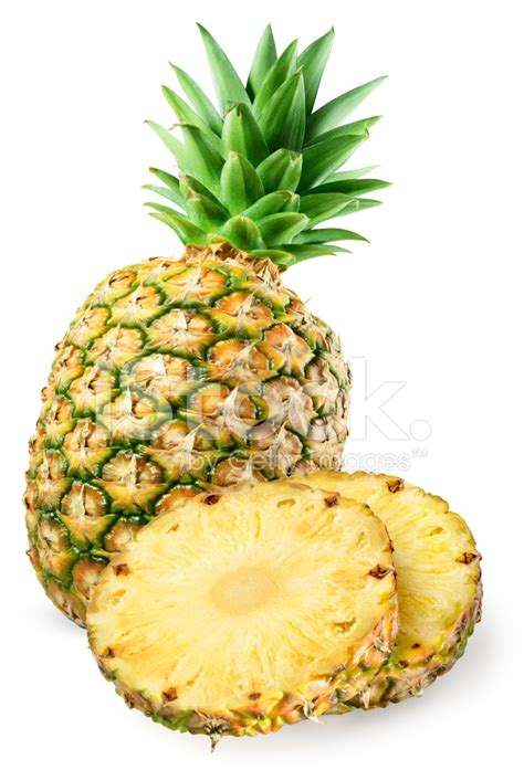 Pineapple With Slices Isolated On White Stock Photo Royalty Free