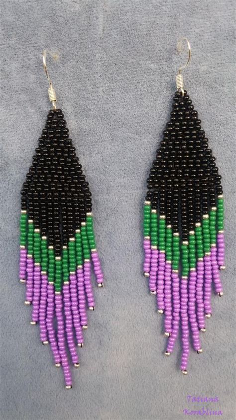 Beaded Earring Long Earring Native American Seed Bead Earrings Etsy