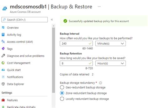 Configure Backup Storage Redundancy For Azure Cosmos DB Account