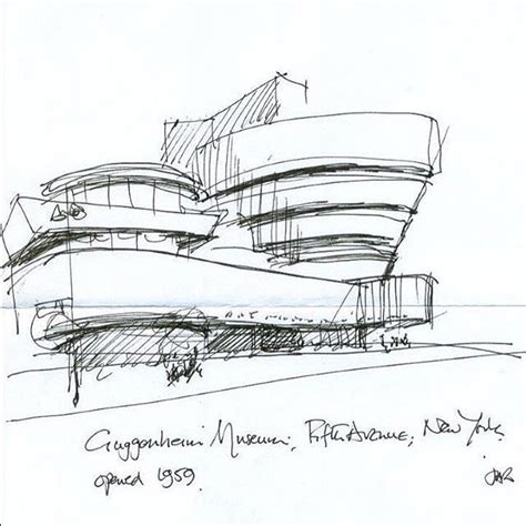 Sketch Of Frank Lloyd Wright S Guggenheim Museum In New York City