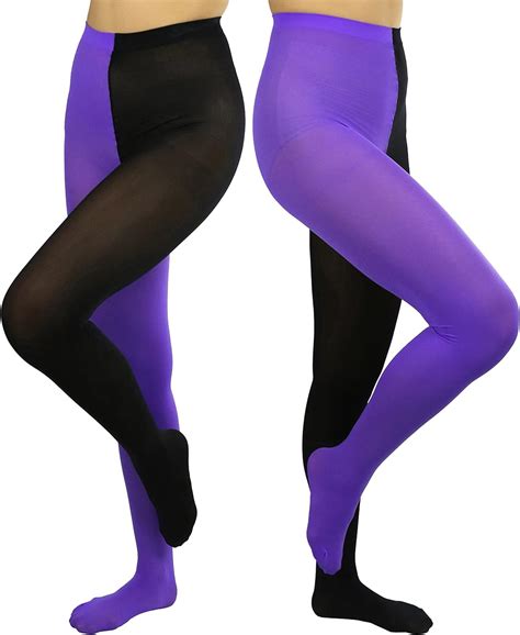 Tobeinstyle Womens Two Toned Jester Tights Wreinforced Toe At Amazon