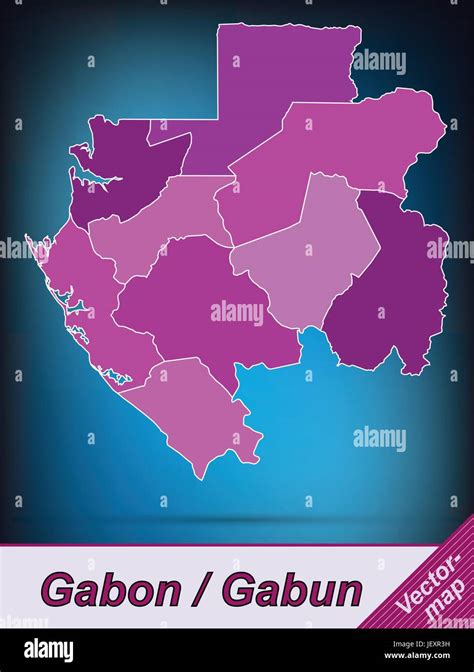 Mapa De La Frontera De Gabón Con Bordes En Violeta Imagen Vector De