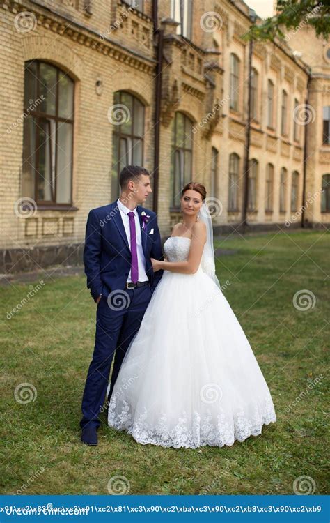 A Noiva E O Noivo Felizes No Casamento Andam Foto De Stock Imagem De