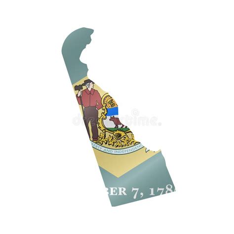 Waving Flag Map Of Delaware Vector Illustration Stock Vector