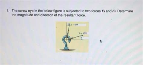 Solved 1 The Screw Eye In The Below Figure Is Subjected To