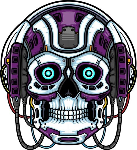 Purple Skull head robot mascot character 24612270 Vector Art at Vecteezy