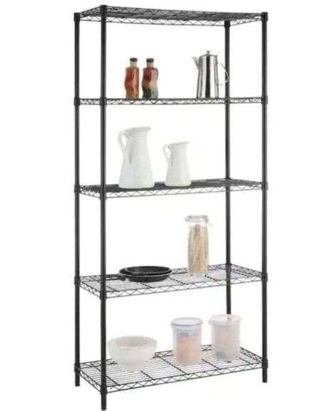 HDX 5 Tier Steel Wire Shelving Unit In Black 36 In W X 72 In H X 16