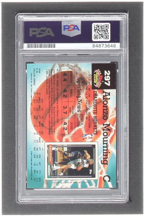 Alonzo Mourning Signed 1992 93 Stadium Club 297 RC PSA Pristine