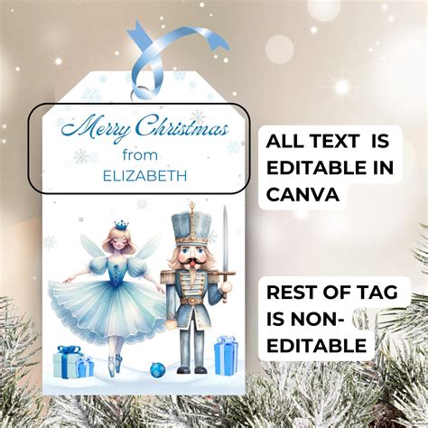 Editable Nutcracker Favor Tags Blue Nutcracker Gift Tags Etsy