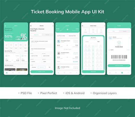 Premium PSD | Ticket booking mobile app ui kit
