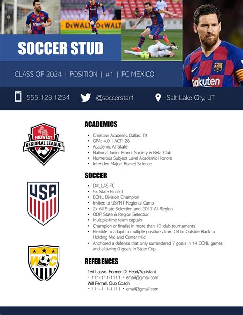 College Soccer Profile Template