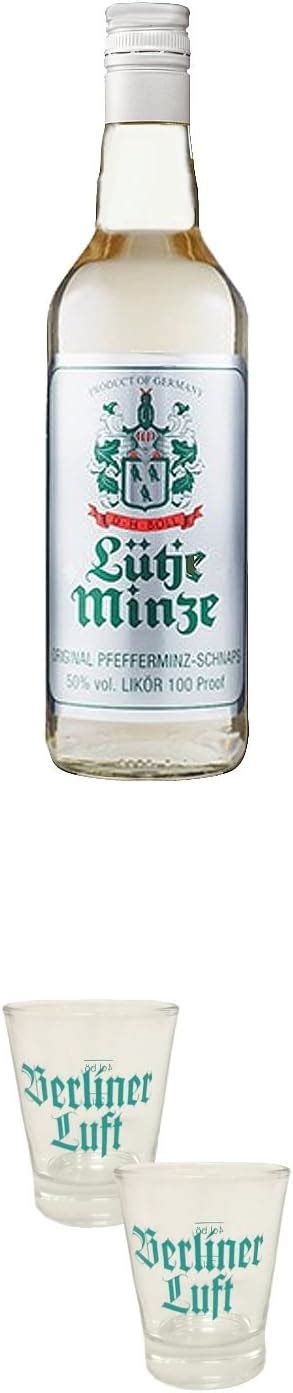 Lütje Minze Pfefferminzlikör 0 7 Liter Berliner Luft Shot Glas 4cl 2