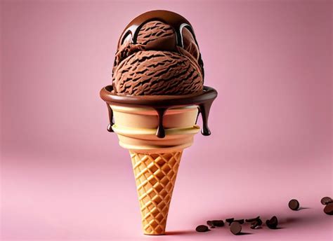 Premium Ai Image A Chocolate Ice Cream Cone With Chocolate Sauce And Chocolate Sauce On Top