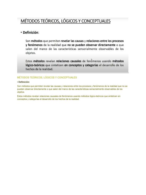 Métodos Teóricos Lógicos Y Conceptuales Definición Pdf