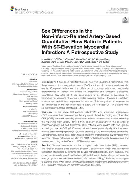 Pdf Sex Differences In The Non Infarct Related Artery Based