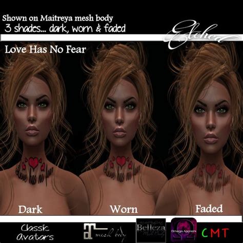 Second Life Marketplace Etched Love Has No Fear Tattoo With Appliers