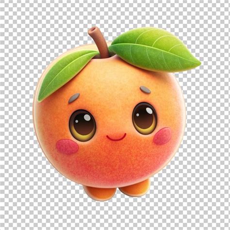 Premium Psd D Cute Cartoon Peach Sticker Transparent Background