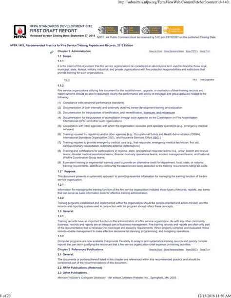 Pdf Nfpa Standards Development Site First Draft Report Nfpa