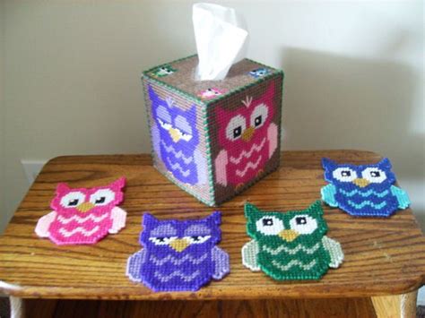 Owl Tissue Box Cover Kitchen Decor Plastic Canvas Crafts Plastic