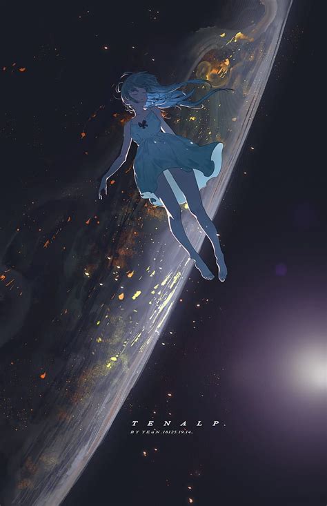 Girl Floating In Space Anime Art Beautiful Space Anime Anime Scenery Wallpaper