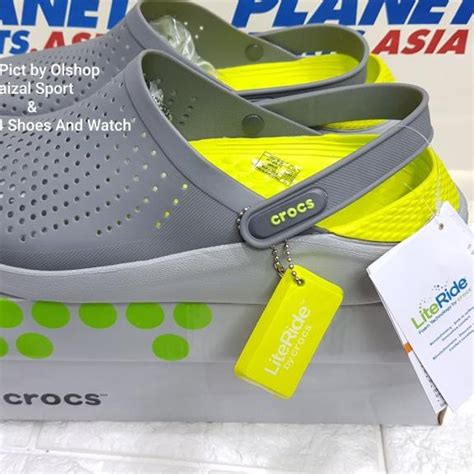 Jual Sandal Crocs Pria Original Literide Clog Abu Alas Kuning