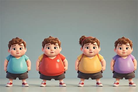 Premium AI Image | Set of fat kids exercise