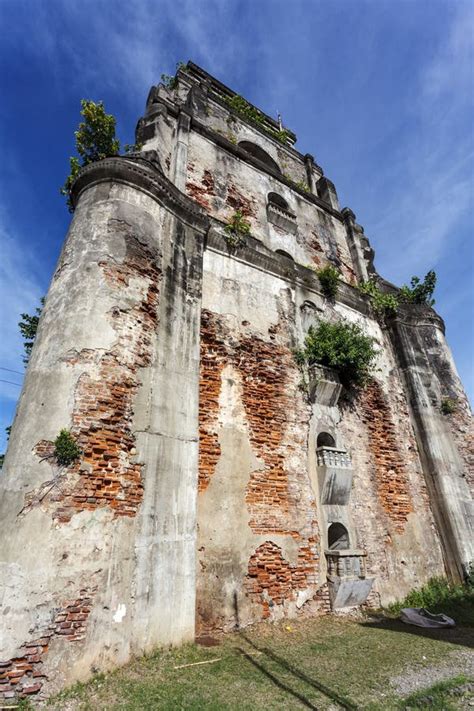 Exterior Of The Sinking Bell Tower In Laoag Ilocos Norte Philippines