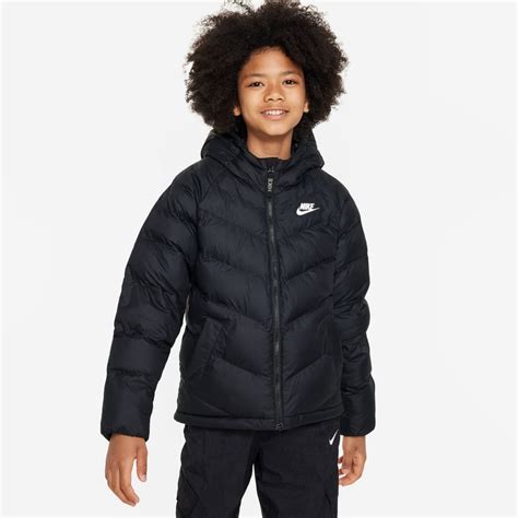 Nike Winterjacke NSW synthetic fill Kapuze Schwarz Weiß Kinder