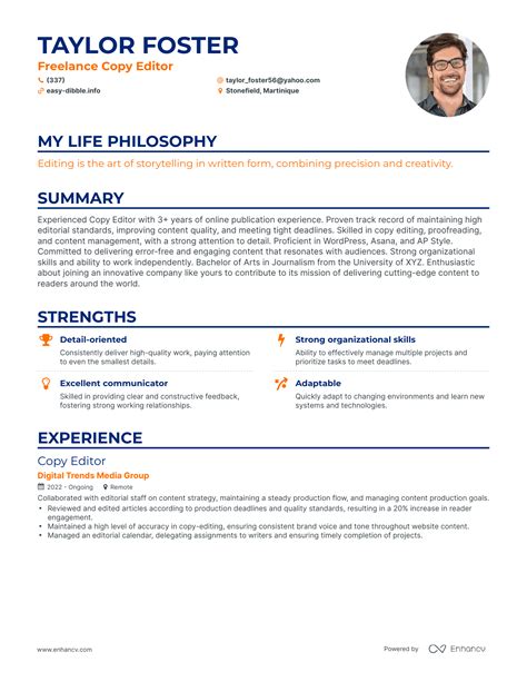 Freelance Copy Editor Resume Examples How To Guide For