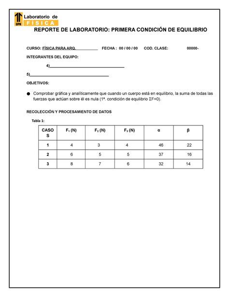 Reporte DE F 1 REPORTE DE LABORATORIO PRIMERA CONDICIÓN DE